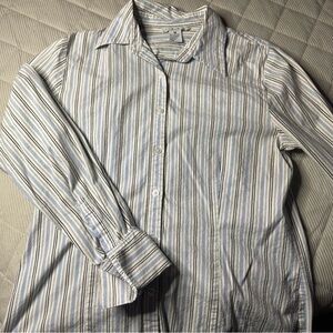 CAbi Men's Casual Striped Button Down Shirt - Blue and White